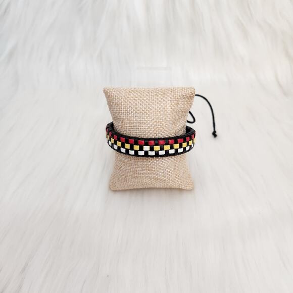 Other - PU Leather Strand Bracelet Yellow Black White Ethnic Boho Reggae Hip Hop Unisex
